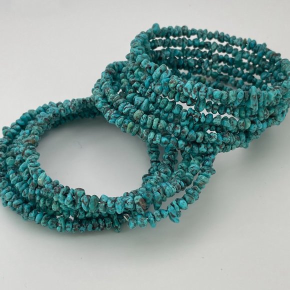 Turquoise and Silver Coil Bracelets - Picture 4 of 5